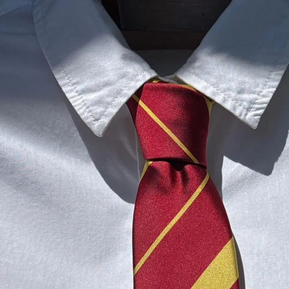 Harry Potter Gryffindor Necktie Burgundy Gold Striped House Crest Warner Bros